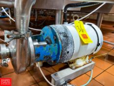 Tri-Clover Centrifugal Pump, Model: C216MD211, S/N: 6077 with 7.5 HP 3,450 RPM Motor - Rigging