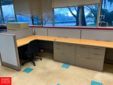 Desk with Drawers, Hanging Cabinet and (2) Chairs - Rigging Fee: $300