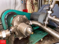 Tri-Clover Rotary Pump, Model: PRRED60-3-TC1-4-ST-S, S/N: V3542 with 3 HP 1,170 RPM Motor -