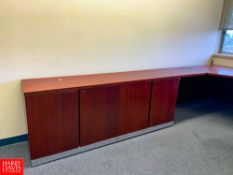 Desk with Drawers and Cabinets, File Cabinet, White Board Cabinet and (3) Chairs - Rigging Fee: $