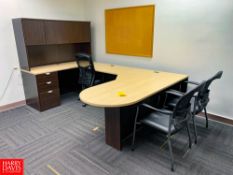 Desk with Drawers, Desktop Cabinet, and (3) Chairs - Rigging Fee: $300