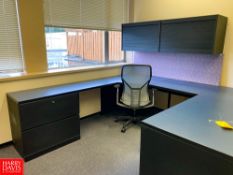 Desk with Drawers and File Cabinet, Hanging Cabinet, Cabinet and (4) Chairs - Rigging Fee: $300