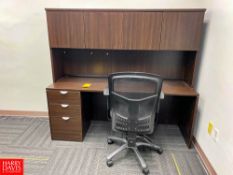 Desk with Drawers, Desktop Cabinet, (2) File Cabinets and (2) Chairs - Rigging Fee: $100