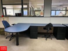 (3) Desks with Drawers, Hanging Cabinet, (2) File Cabinets and (3) Chairs - Rigging Fee: $600
