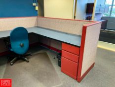 (4) Desks with Drawers and File Cabinets, (3) Chairs and Cubical Wall Sections - Rigging Fee: $600
