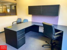 Desk with Drawers and File Cabinet, File Cabinet, Hanging Cabinet, Cabinet and (3) Chairs -