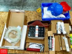 Assorted Bump Hats, Tubing, Grease Gun, (24) 14 OZ Red-E Lube, Zep 40 Cleaner, and Assorted Grease