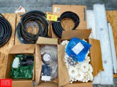 Assorted Wiring, Hoses, Conveyor Parts, Light Hosing and (1) Flojet Motor Rigging fee: $100