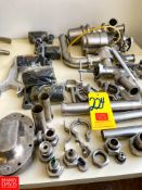 S/S Tri-Clover Air Valve, Clamps, Positive Displacement Pump Head, NEW Mallets and NEW Line Wrench -