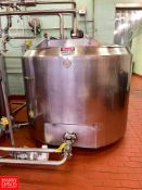 Cherry-Burrell 600 Gallon Hinged-Lid Jacketed S/S Tank, with Vertical Agitator, Baffle and Spray