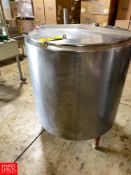 Creamery Package 100 Gallon S/S Hinged Lid Tank, S/N: 10279 - Rigging Fee: $75
