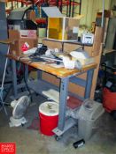 (2) Workbenches Consisting of: (1) 4 x 25', with Butcher Block Top; (1) 5 x 275, with Vice HIT#