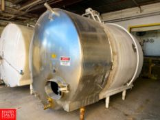 Mueller 4,000 Gallon Jacketed S/S Horizontal Tank, with Vertical Agitation and Ammonia Refrigeration
