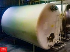 1,700 Gallon S/S Horizontal Refrigerated Tank, with Vertical Agitation, S/S Spray Ball, S/S Plug