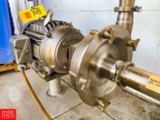 Fristam Centrifugal Pump, with Baldor 15 HP 1,765 RPM Motor and 3