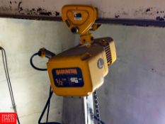 Harrington .5 Ton Electric Hoist - Rigging Fee: $100