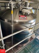 TSI 1,400 Gallon S/S Dome-Top, Cone-Bottom Single Shell Tanks, S/N 7503-1-11, with Alfa Laval Air