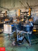 Distillation Unit with (2) Labglass Boiling Flasks, Winco Electric Heating Strips, Labglass