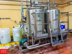 2-Tank S/S Skid Mounted CIP System with (2) Pumps, APC Air Valves, S/S Online Filter
