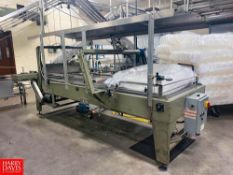 Custom Metal Designs De-Bagging Table with Slicer and Vertical Conveyor