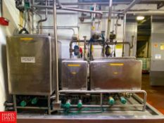 3-Tank S/S CIP System with Shell & Tube Heat Exchanger, Tri-Clover Air Valves, (2) Pumps, Chart