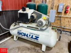 Schulz 15 HP Air Compressor, Model; CSW 60, with (2) Vertical Air Receivers