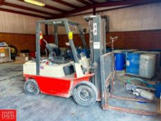 Nissan 1,955 LB Capacity, Propane Fork Lift, Model: PJ02A25V with Spare Propane Tank