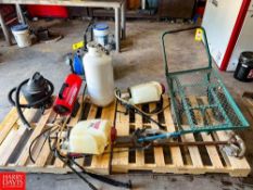 Craftsman Torpedo Heater, Pressurized Propane Tank, (2) Backpack Sprayers, Shop Vac, Pipe Benders