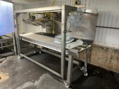 Dual Conveyor S/S Framed with (6) Fan Carriage, Dimensions= 112 x 22 and 100 x 18 - Rigging Fee: $50