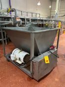S/S Hopper with Auger, Baldor 20 HP 1,765 RPM Motor, Drives and Casters, Dimensions= 51