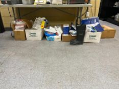 Assorted Lab Supplies with Finnpipettes Plastic Tubes with Table and File Cabinet - Rigging Fee: $20