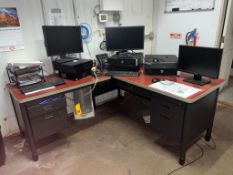 Dell ThinkCentre CPUS, Dell Monitors, HP Color Laser Jet CPK15, Desk and Cabinet - Rigging Fee: $250