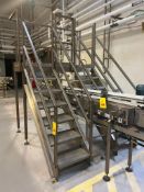 7-Step S/S Framed Crossover Staircase with Platform and Handrail, Dimensions = 6' x 30