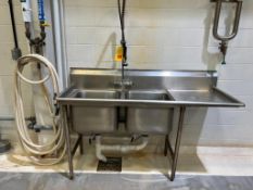 S/S 2-Basin Hand Sink with Sprayer, Dimensions = 6' x 27