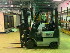 Nissan Propane-Powered Fork Truck 2,550 LB Capacity , Model: MCPL01A15LV - Rigging Fees: $50