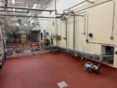 S/S Framed Conveyor, (1) with 180° Turn, (3) Drives and S/S Cross-Over Stairs, Dimensions = 13' x 1'