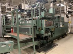 Uniloy Hoover Universal 6-Wide Blow Mold, Model: 350 R2, S/N: 350 R2-3598 with Cooling Bed