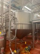 APV Crepaco 3,000 Gallon Dimple Jacketed, Dome-Top, Cone-Bottom S/S Processor with Vertical Bottom