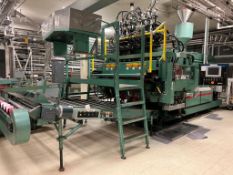 2008 Uniloy Milacron 6-Wide Blow Mold, Model: R350R2, S/N: 4083 with Coding Bed, Trimmer/Tester