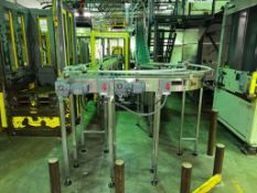 Integrated Packaging Machinery and Hytrol Conveyor System with (2) S/S Framed Inclined Conveyor
