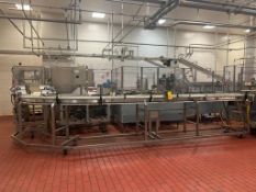 S/S Framed Mobile Conveyor with 90° Turn and Drive, Dimensions = 30' x 18