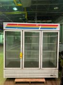 (3) Glass 3-Door Refrigerators Including True - Rigging Fees: $150