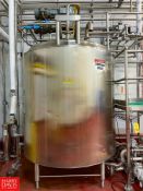 Cherry Burrell 1,300 Gallon Dome-Top Jacketed S/S Tank, S/N: E-479-90-2, with Vertical Double-Motion