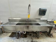 S/S 3-Basin Sink with Sprayer, Dimensions = 102