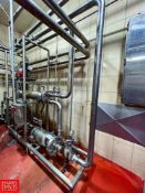 S/S Skid Mounted Enerquip S/S Shell/Tube Heat Exchanger, Fristam Centrifugal Pump with S/S Clad