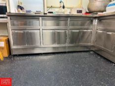 S/S L-Shaped Lab Tables with Drawers and Cabinets, Dimensions = 12' x 6' x 3' (Location: Dothan, AL)