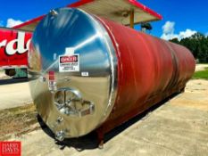 Walker 6,500 Gallon Jacketed Horizontal S/S Tank, Model: 11870, S/N: HHT-6194-R