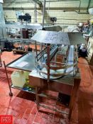 S/S Framed Serpentine Power Conveyor with S/S Hood, Dimensions = 58' x 3