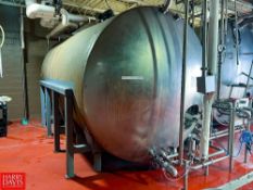 5,500 Gallon Horizontal Jacketed S/S Cream Tank with Vertical Agitation, S/S 2-Way 2.5