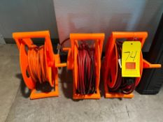 (2) Stanley Collapsible Saw Horses and (3) Cord Reels with Extension Cords